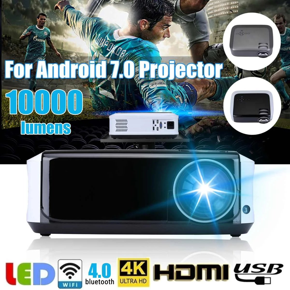 

EU Plug WIFI 1080P LED Mini Projector 10000 lumens Proyector Remote Control LED Portable HD Beamer for Home Cinema
