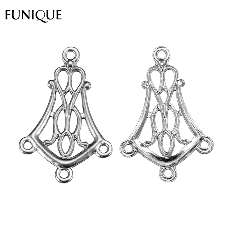 

FUNIQUE 30PCs Fashion Hollow Out Pattern Stainless Steel Connector With 4 Holes For DIY Necklace Bracelet Jewelry Gift 20mmx13mm