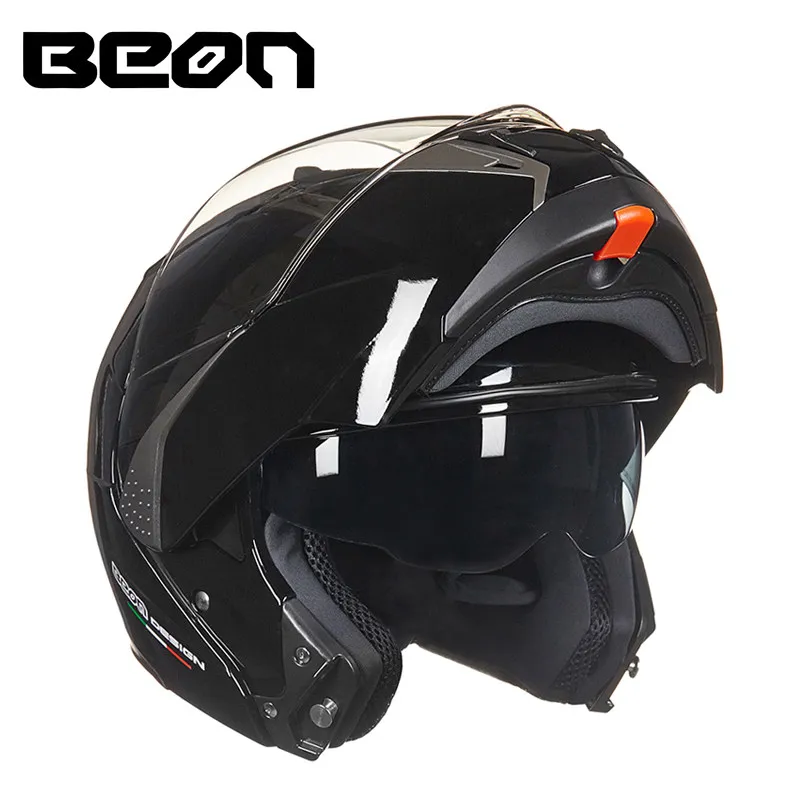 BEON Официальный магазин модульный мотоциклетный шлем откидной шлем Moto Casque Casco Motocicleta Capacete двойные козырьки шлемы - Цвет: black