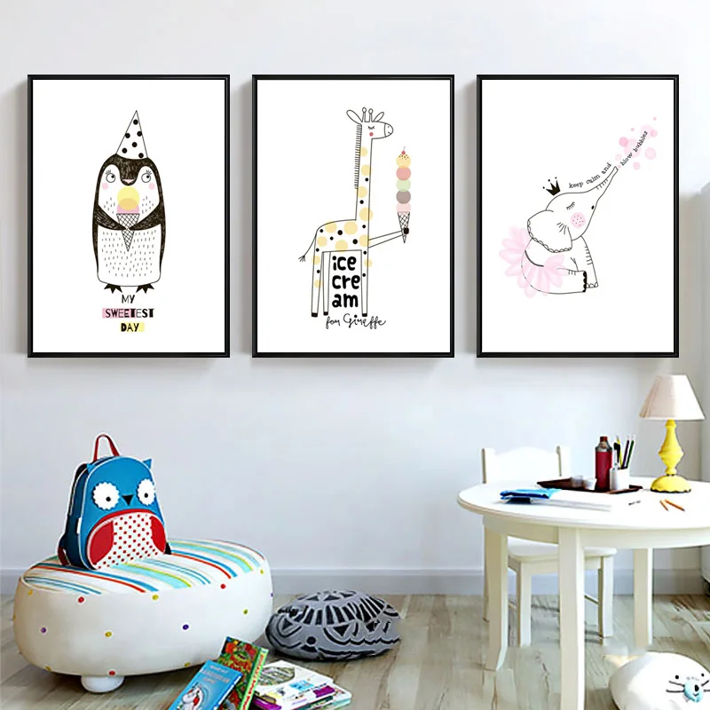 Estilo-n-rdico-Quarto-Dos-Mi-dos-Decora-o-Sorvete-Cartazes-E-C-pias-Girafa-Rosa (4)