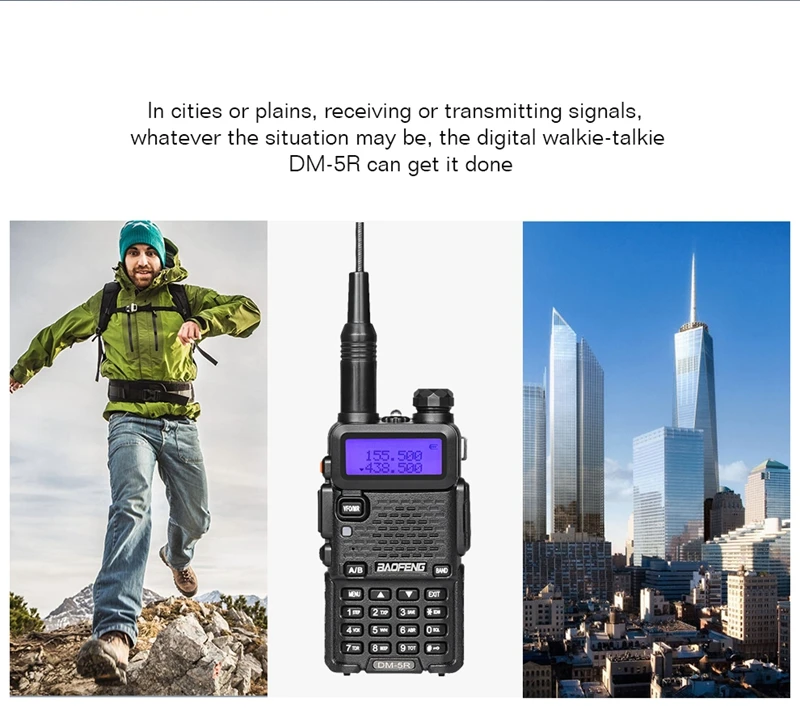 DMR радио DM-5R двухдиапазонный VHF и UHF 136-174 МГц-400-480 МГц 2000 мАч литий-ионная батарея двухстороннее радио цифровая рация