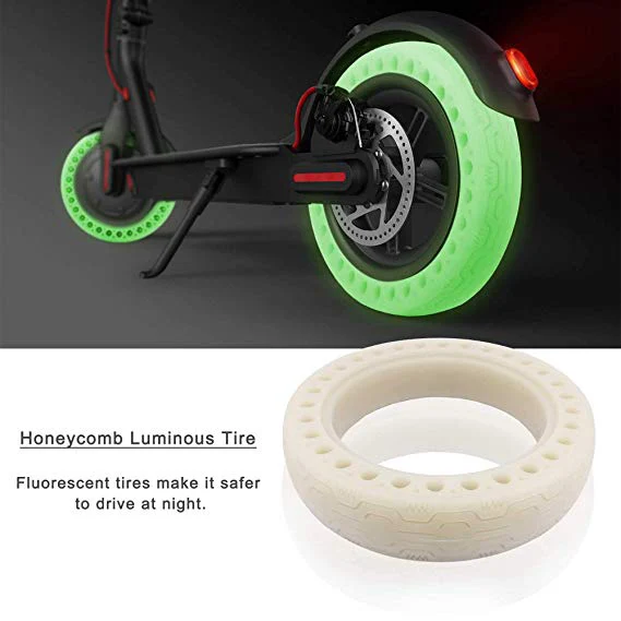 Discount 2pcs Luminous Tire For Xiaomi M365 Electric Scooter Tubeless Honeycomb Rubber Solid Tyre 8.5 Inch Cool Fluorescent Solid Tire 3