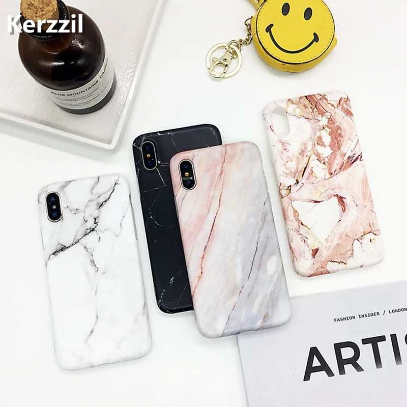 

Kerzzil Coral Matte Marble Stone Gel Case For iPhone 6 6S Plus 7 7Plus Soft Silicone TPU Cover Cases For iPhone X 8 Plus Back