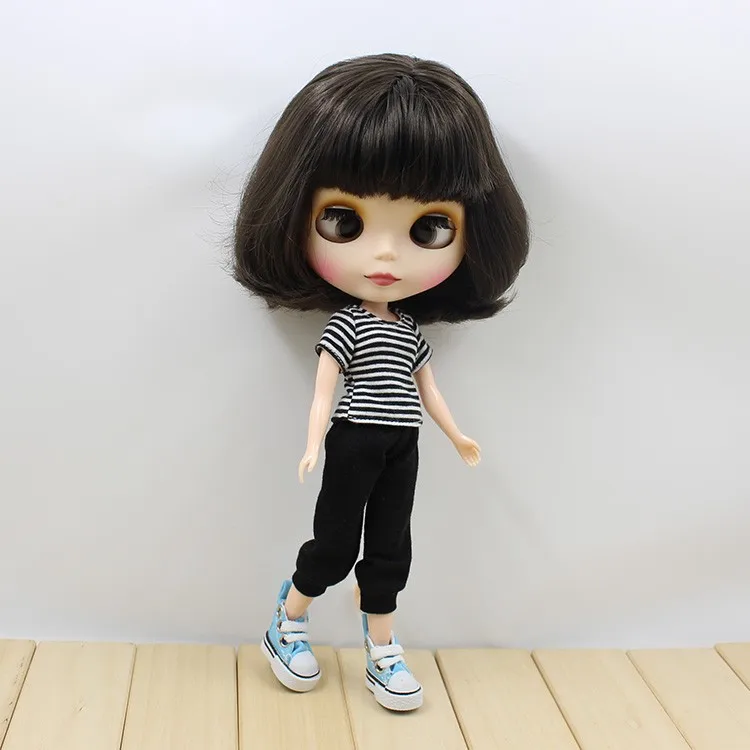 Neo Blythe Doll with Black Hair, Crossed Eyes, White Skin, Matte Cute Face & Custom Jointed Body 5