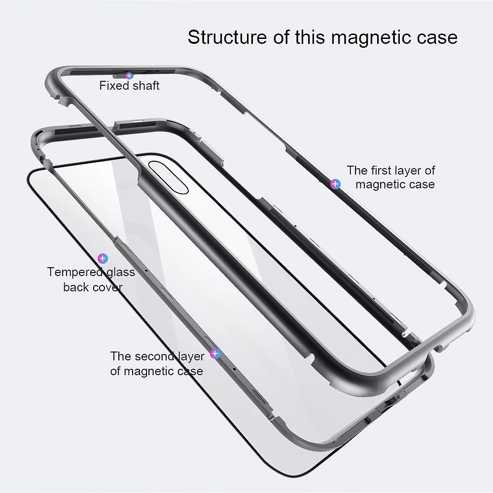 Чехол Essager с магнитной адсорбцией для iPhone X 10, роскошный металлический бампер, закаленное стекло, задняя крышка для iPhone X, флип-чехол, Coque