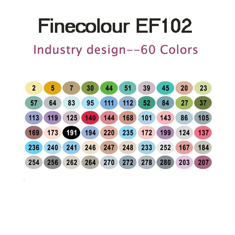 Finecolour EF102 двухсторонняя кисть для рисования 36/72/160 мягкая фломастера рисовать Архитектура/одежда/Промышленность/Дизайн интерьера - Цвет: 60  industry EF102