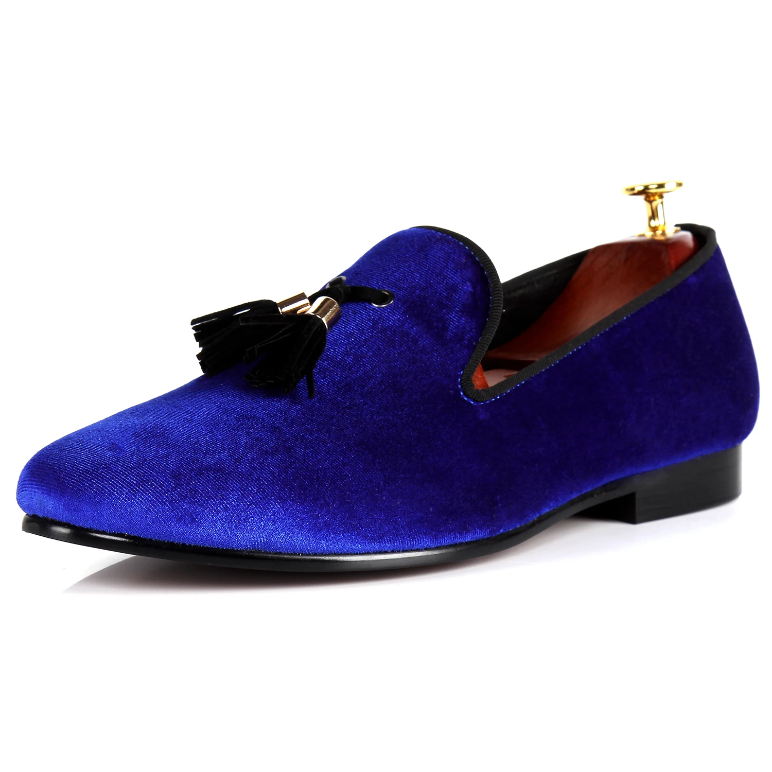 Harpelunde Men Dress Shoes Slip On Wedding Shoes Tassel Blue Velvet