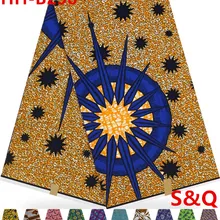 Африканская настоящая восковая печатная африканская ткань Африканская восковая печатная Ткань 6 ярдов хлопковая ткань для лоскутного шитья Анкара ткань HH-B256