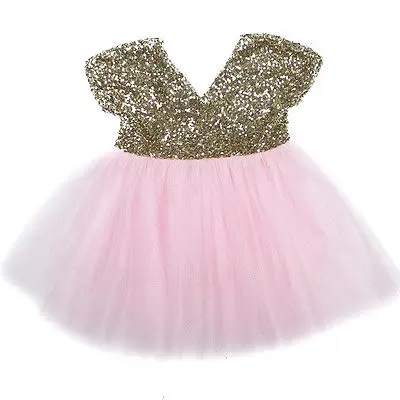

Flower Girl Princess Dress Kid Baby Party V-Neck Bow Baby Kids Girl Wedding Pageant Sequins Formal Dresses Clothes