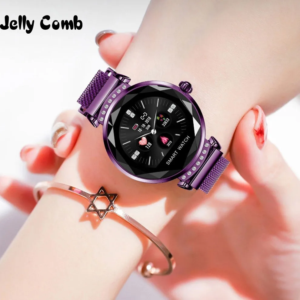 Jelly Comb Роскошные Смарт-часы для женщин водонепроницаемые Bluetooth Android IOS ActivityTracker