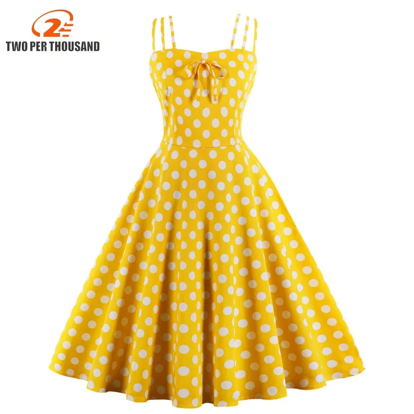 

3XL 4XL Big Size Polka Dots Print Elegant Dress Women 2022 Spaghetti Strap Summer Party Dress Vintage High Waist Dresses