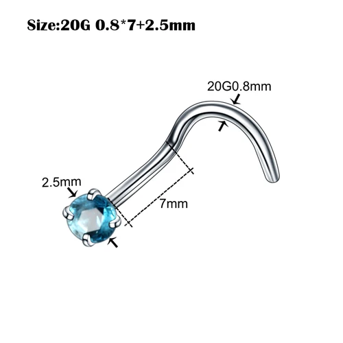1 шт. сталь пирсинг носа драгоценный камень ноздри пирсинг Золотой Нос кольцевидная застежка изогнутые зубец кольца для носа Nariz серьги украшения для тела - Окраска металла: B1516