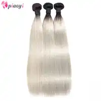T1B/Silver Grey Ombre Hair Bundles 12-26 Inches Malaysian Straight Human Hair Bundles 1 Piece Only Remy Hair Extensions Weave