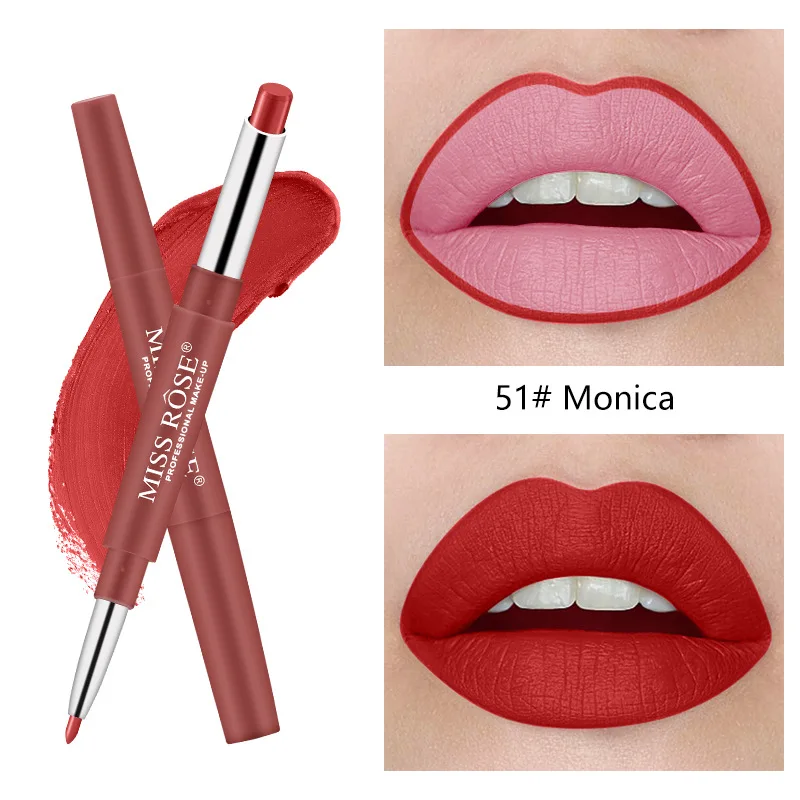 Двухсторонний матовый карандаш для губ Maquillage для губ, длинный прочный batom, сексуальный красный, телесный, темно-красный, красивый матовый Maquiagem - Цвет: 51
