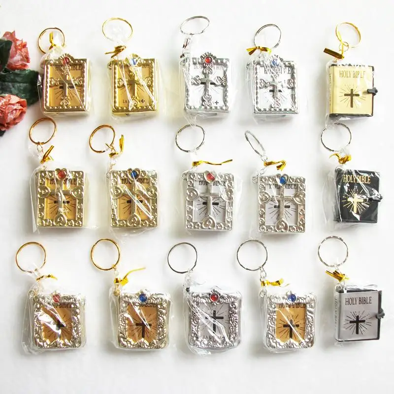 English Version Mini Religious Christian Cross Bible Keychain Key Chain