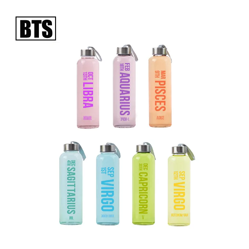 

[MYKPOP]BTS Birthday & Zodiac MY BOTTLE Transparent Water Bottle Jungkook J-hope V Suga K-POP Fashion Fans Gift SA18051701