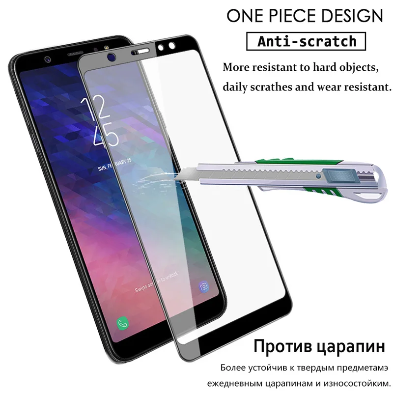 KCLC2941_1_Tempered Glass For Samsung Galaxy A6 Plus 2018 9H 2D Full Screen Covered Explosion-proof Film Screen Protector.