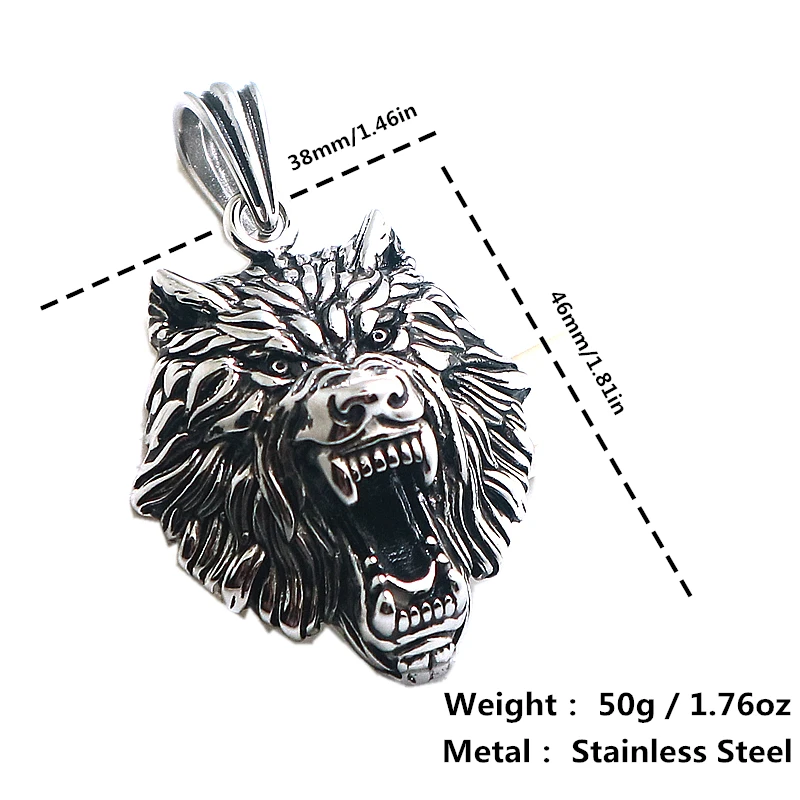 Мужская крутая нержавеющая сталь 316L панк готический волк Горячий кулон