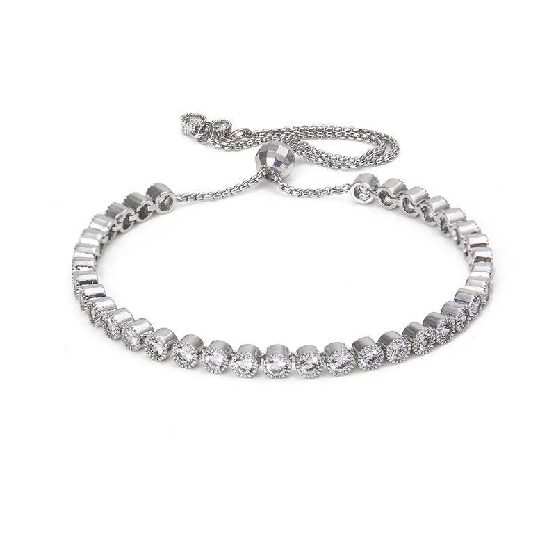 Buy Rhodium Plated Silver Created White Bezel Set