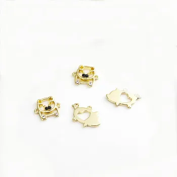 

SEA MEW 50 PCS 12*13mm 17*11mm Fashion Metal Alloy Gold Pig Pendant Charm DIY Earrings Accessories For Jewelry Making