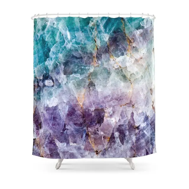 Turquoise Purple Quartz Crystal Shower Curtain Polyester Fabric Turquoise Purple Quartz Crystal Shower Curtain Polyester Fabric Bathroom Home Decoration Waterproof Print Curtains