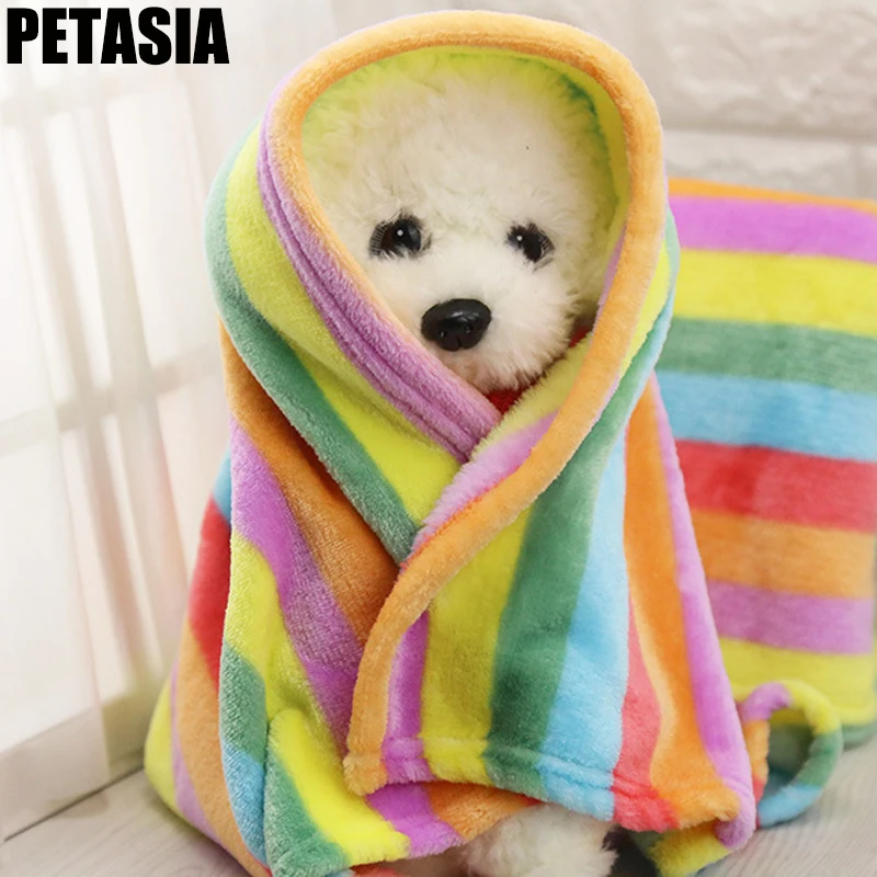 PETASIA милый Принт полотенца для собак отдых щенок красочные полосы мягкий Pet