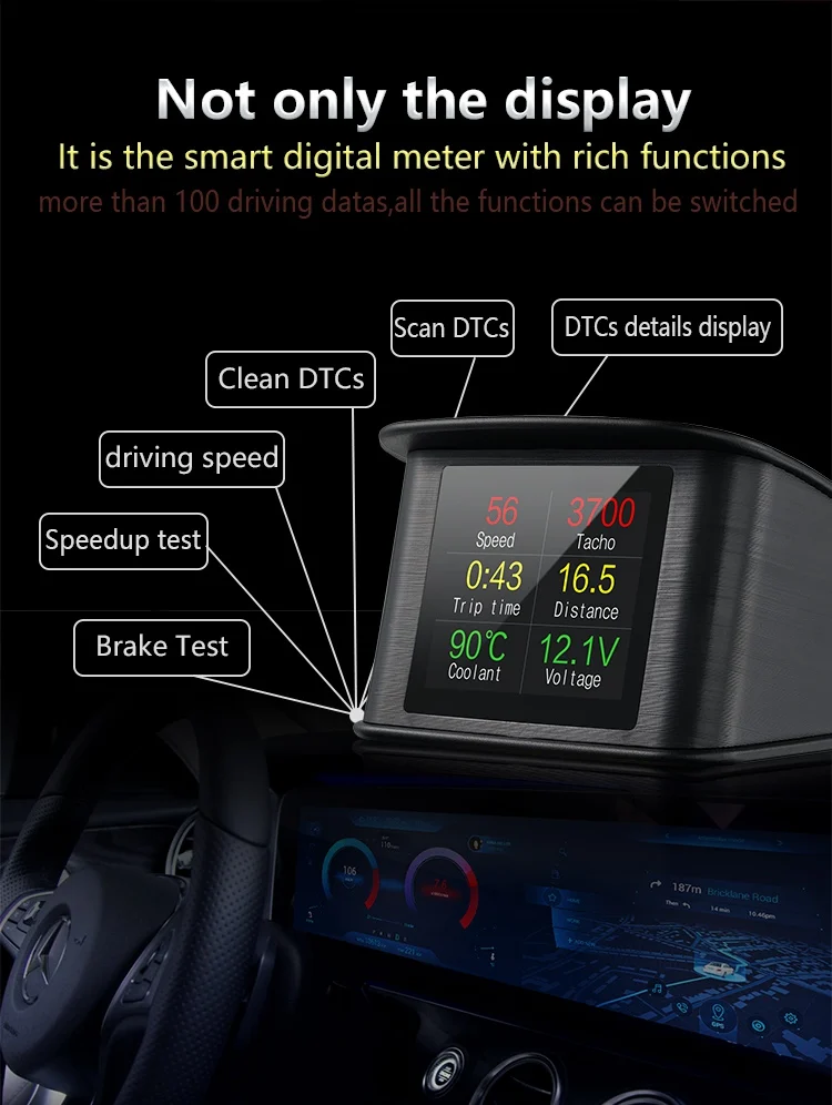 Проекция на лобовое стекло P10 HUD OBD Автомобильный измеритель скорости Автоматический Бортовой компьютер OBD2 дисплей Автомобильный проектор скорости
