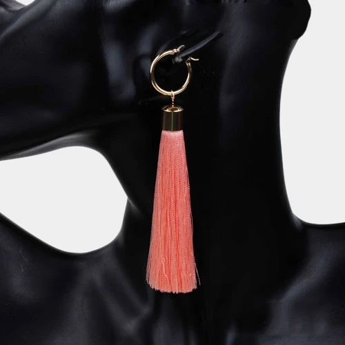 Amtal Women Metal Hoop with Long Tassel Earrings (3)