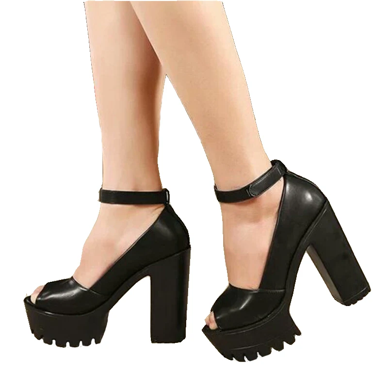 

Free shipping 2018 summer style Sexy Open Toe High Heel Sandals Thick Heel Sandals Hasp Fashion Platform Shoes Women High shoes