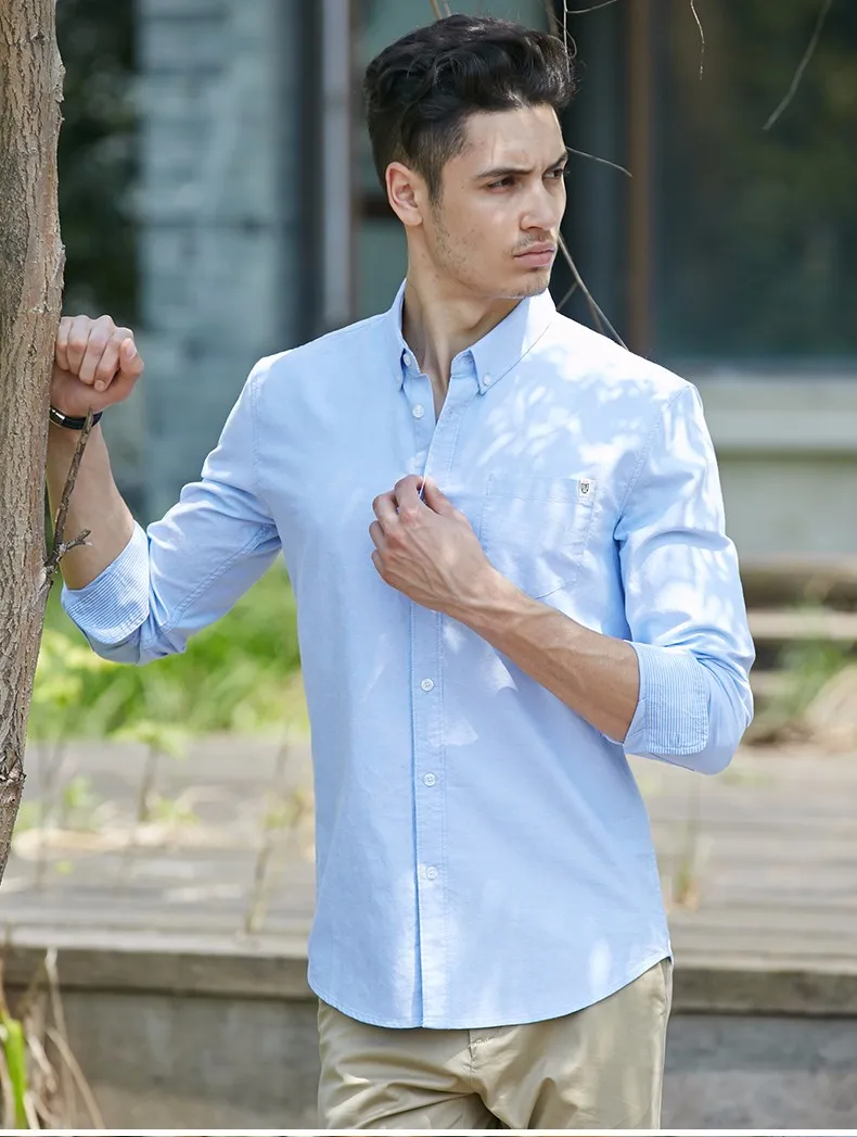 Пионерский лагерь белая рубашка мужская брендовая одежда с длинным рукавом приталенная однотонная мужская Высококачественная хлопок 3 цвета 666211