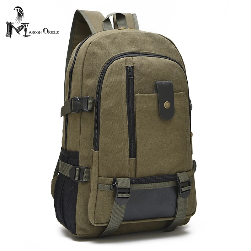 Unisex vintage canvas backpack rucksack canvas school bag heavy duty