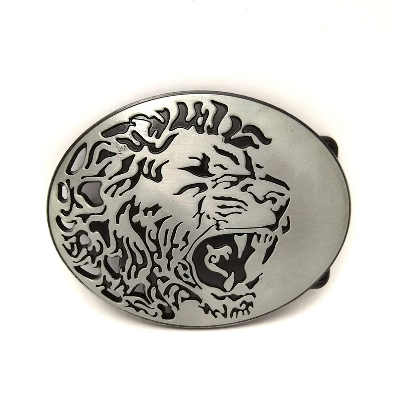 5 pcs wholesale oval hollow lion belt buckle custom Zinc alloy metal