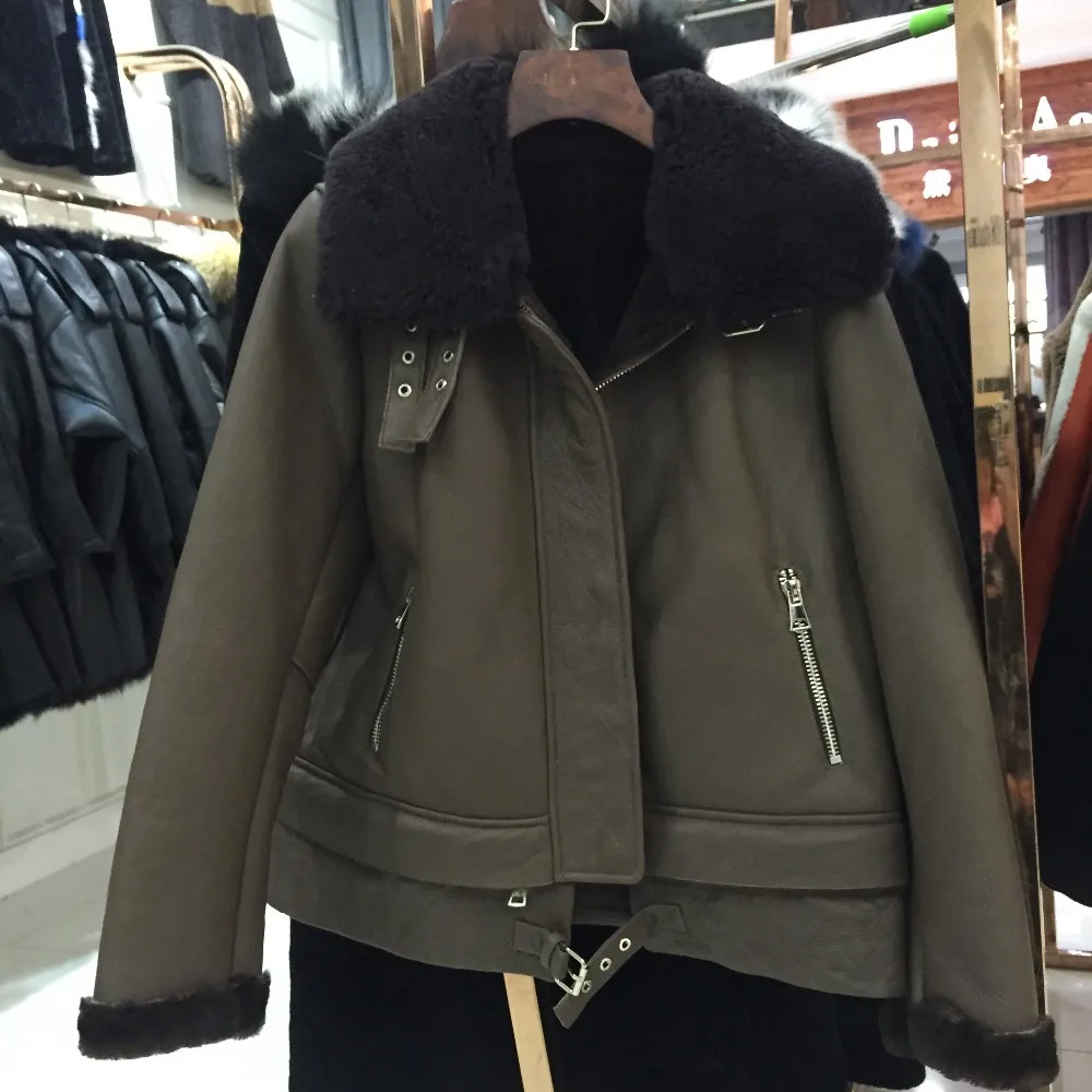 SQXR меховая женская кожаная куртка, женская кожаная куртка из овчины, Высококачественная женская меховая шуба, двусторонняя Меховая куртка