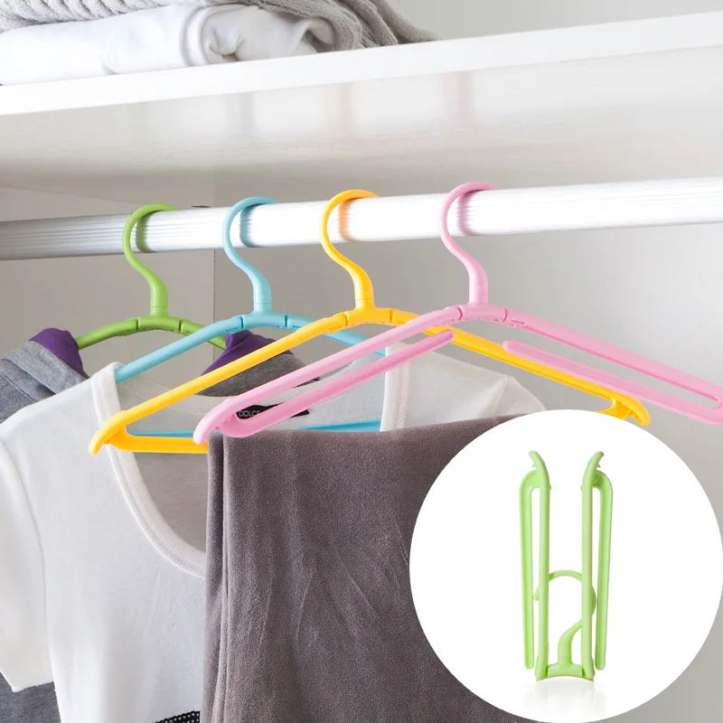 1PC Multifunction Foldable Plastic Travel Clothes Hanger Nonslip