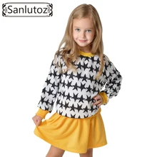 Sanlutoz Enfant Filles Vêtements Ensemble D’hiver Étoiles Sport Costume Automne Enfants Vêtements pour Filles Marque De Mode (t-shirt + Tutu) 2 pcs ensemble