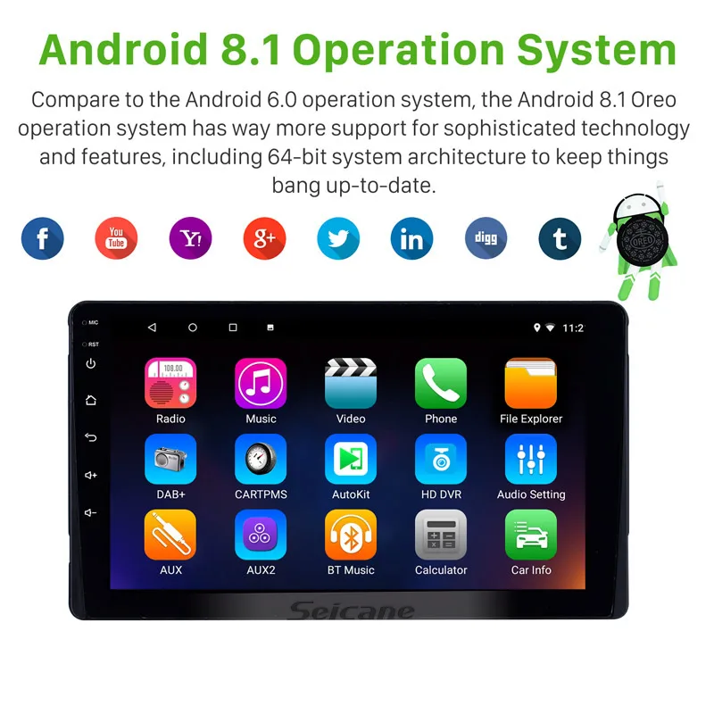 Cheap Seicane 8-core 9" Touchscreen Android 8.1 Head Unit For 2015 TOYOTA Sienna Radio Stereo GPS Navigation Support Bluetooth RDS 1
