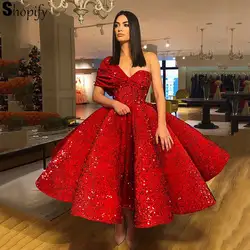 Длинные женское вечернее платье 2019 одно плечо A-Line Sequined Саудовская Аравия красные вечерние платья robe de soiree