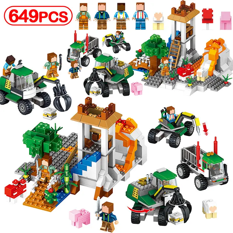 

649pcs My World Mine Exploration Compatible Legoinglys Volcanic Model Building Blocks Bricks Figures Toys Gift For Children Sets