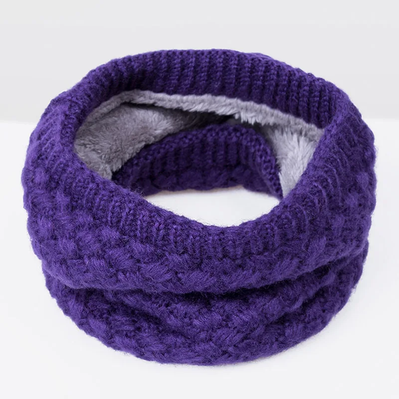 Зимний шарф для детей, для женщин, детей, для мальчиков, плотный шерстяной шарф с воротником, шарфы для девочек, хлопковый шарф унисекс - Цвет: purple