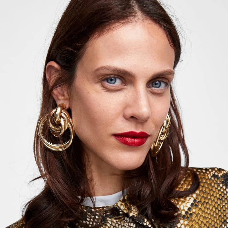 

Vedawas ZA Statement Metal Geometric Drop Round Dangle Earrings For Women Trendy Earring Wedding Party Brinco Wholesale xg1847