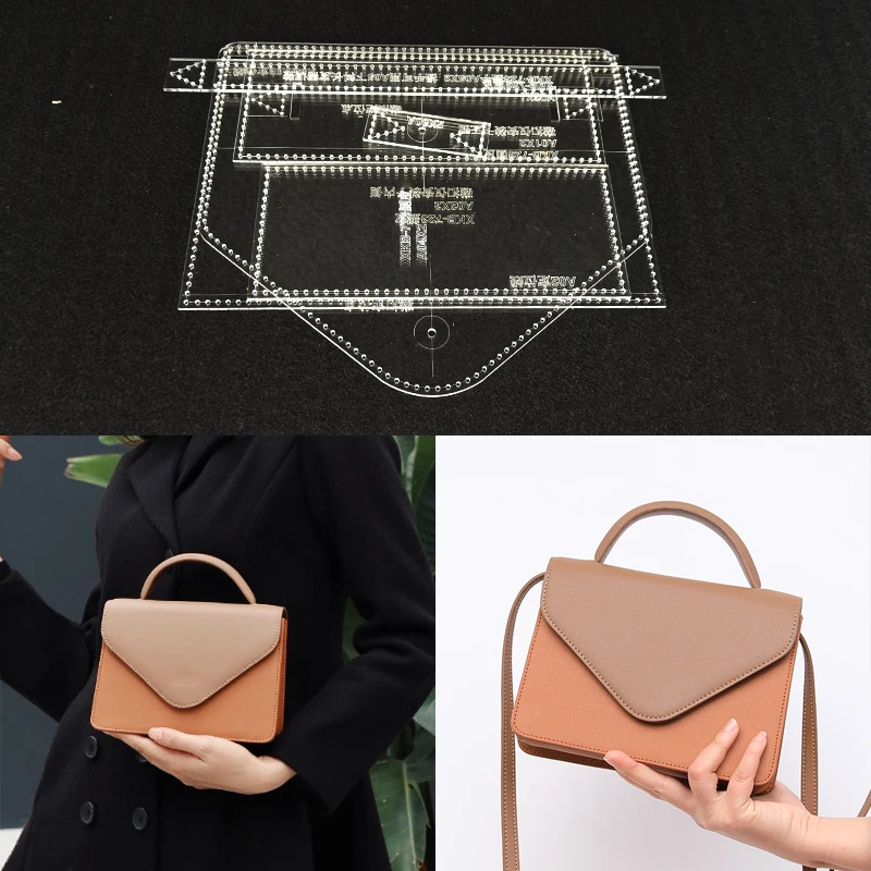 Best Seller Leather Craft Acrylic Shoulder Bag Handbag Pattern Templates Stencils Sewing pattern Leathercraft Tool Set 19.5x15x6cm