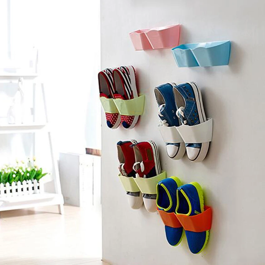 

Creative Wall Hanger Shoe Holder Hook Shelf Rack Storage Organizer Space Saving For Living room Bathroom