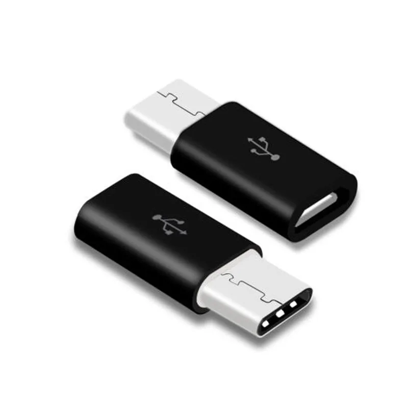 10 шт./лот USB 3,1 Тип C Male к микро-usb Female адаптер конвертер разъема USB-C черно-whitel OTG V8 - Цвет: Черный