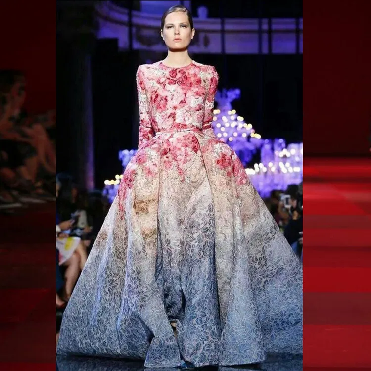 

Runway Dresses 2016 Women High Quality Runway Dress Print Floor Length Long Maxi Runway Dress