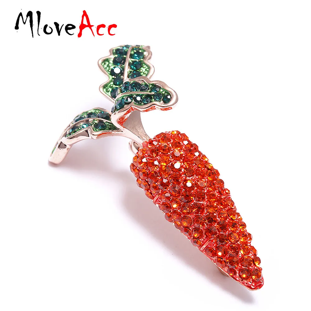 

MloveAcc Red Crystal Carrot Brooches for Women High Quality Suits Sweater Dress Banquet Brooch Pins Scarf Buckle Nice Gifts