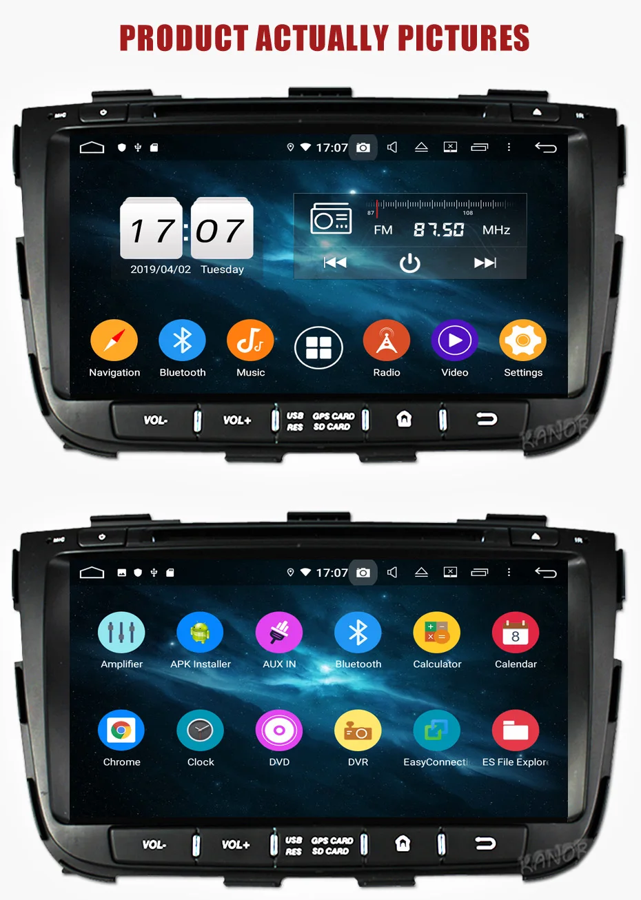 Clearance KANOR Octa Core IPS Android 9.0 RAM 4g 32g ROM 2 din Car Radio For KIA Sorento 2013 GPS Radio WIFI Bluetooth Map USB Audio 13