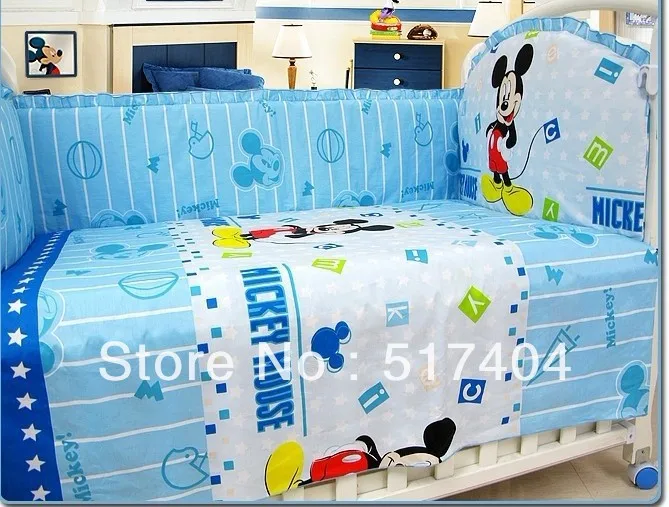 New Spring baby bedding mickey mouse 100% cotton cover for 10pc crib sets size 140*70/130*70 | Мать и ребенок