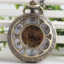 Luxury Steampunk Hollow Skeleton Mechanical Pocket Watch Arabic Dial Vintage Fob Chain Pendant Clock Men Women Gifts TJX085