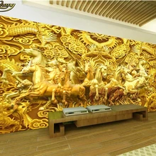 Beibehang пользовательские фото обои росписи Дракон дух коня золотой дракон восемь лошадь Золотая лошадь 3D ТВ фоне стены