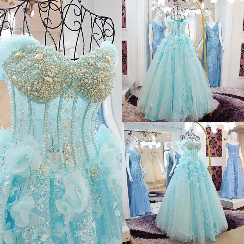 turquoise wedding gown